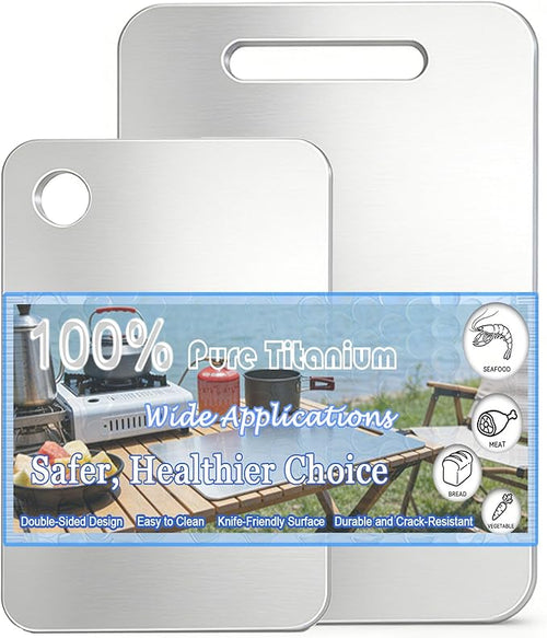 100% Pure Titanium Cutting Board Set of 2, Double-Sided Titanium Cutting Boards by Unknown