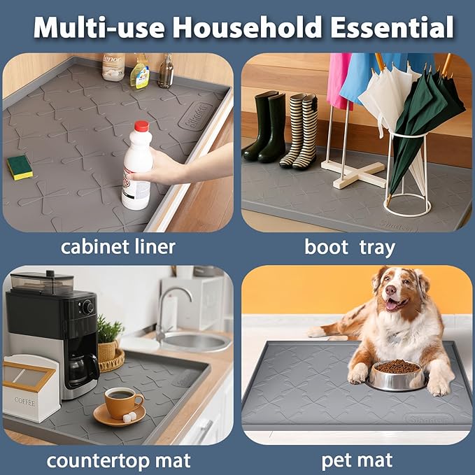 SIKADEER 40" x 22" Under Sink Mat Waterproof, Silicone Mat Kitchen Drawer Shelf - Image 7