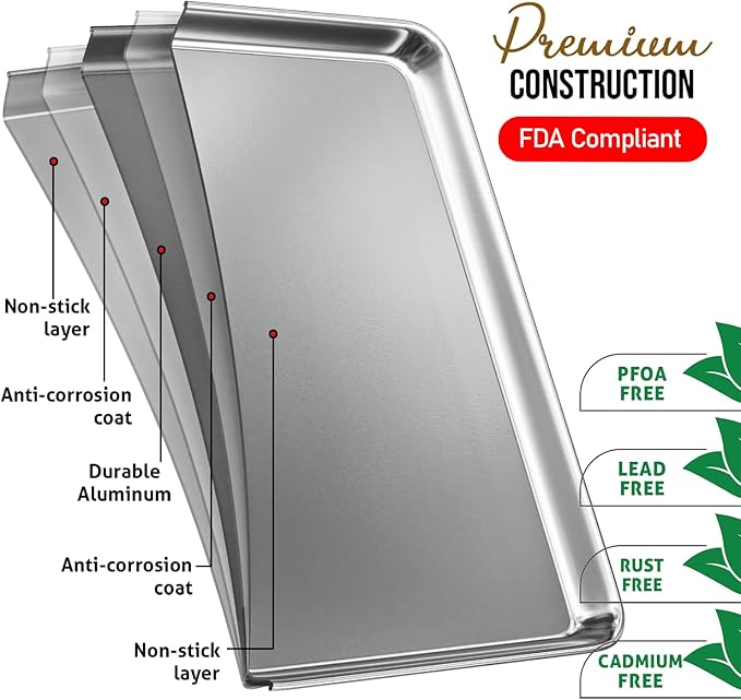 Eatex Aluminum Baking Sheet Set, 2 Pack Cookie Sheet Set, 18” x 13” Steel - Image 3