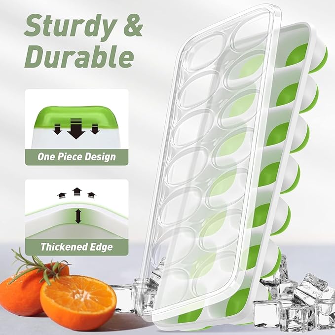 ChefAide Ice Cube Tray with Lid, 3 Pack 42 Cubes Durable Stackable Ice Cube - Image 4