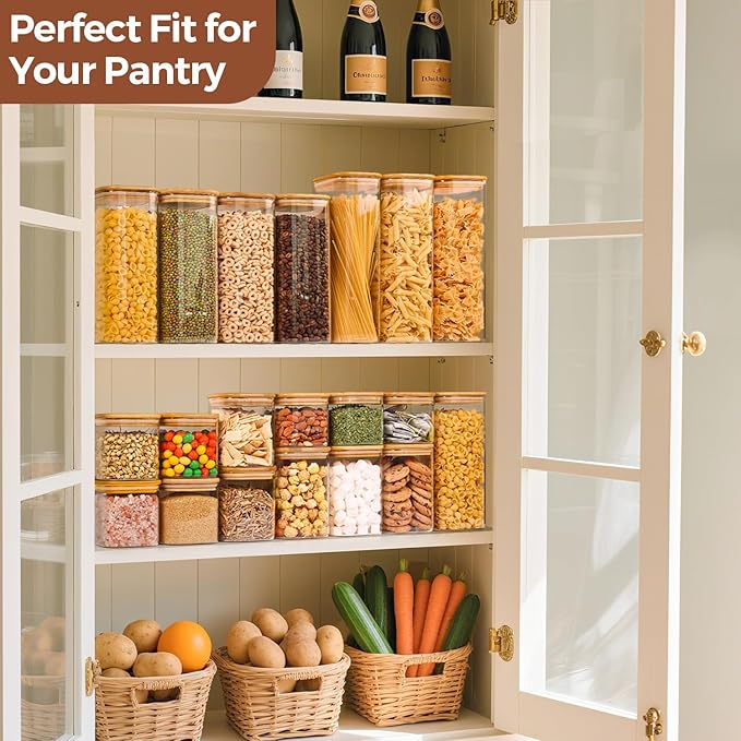 ComSaf 0.7 Qt Glass Food Storage Jars Set of 9, Pantry Organization Jar - Image 5