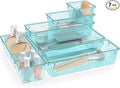 StorMiracle 7 PCS Clear Plastic Drawer Organizers Set, 4 Size Desk Drawer by StorMiracle