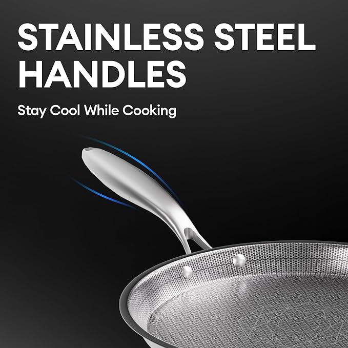 COOKER KING 10-Inch Stainless Steel Pan, Hybrid Nonstick Frying Pan, 3-Ply Clad - Image 7