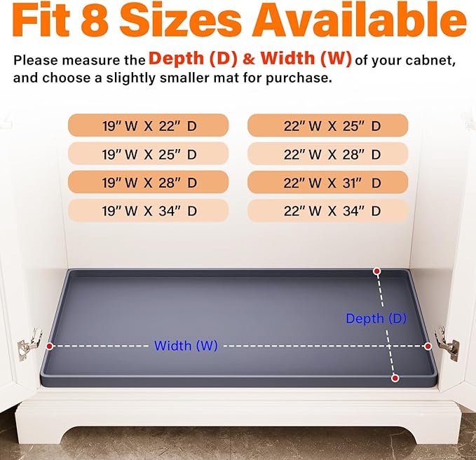 FLATO Waterproof Under Sink Mat 25" x 19" Shelf Liner - Image 5
