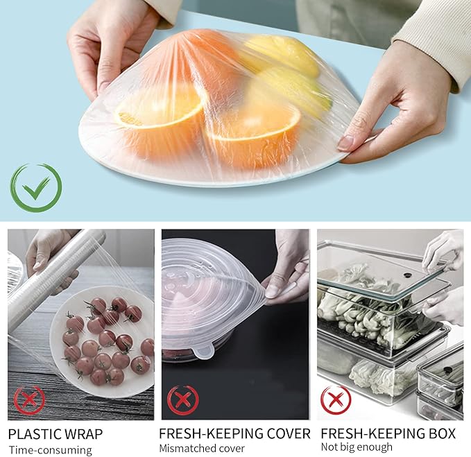Homelove 150pcs Plastic Bowl Covers Food Cover Dish Covers, Reusable Elastic - Image 7