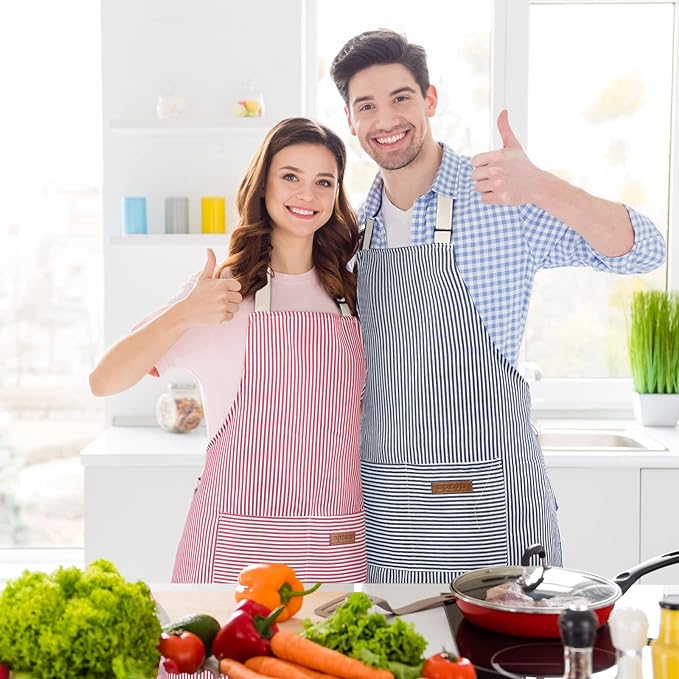 Handepo 12 Pcs Cotton Aprons for Women Men - Image 5