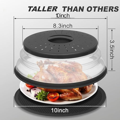4 in 1, WENWELL 2 Microwave Splatter Cover & 2 Mat, Cooking Splash Guard - Image 2