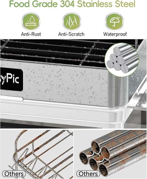 2 Tier Dish Drying Rack, Thicker Premium 304 Stainless Steel Dish Racks - Image 2