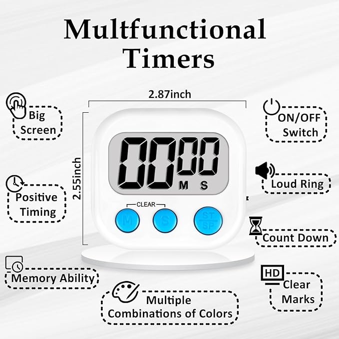 ZILLEEN 6 Pack Kitchen Timers for Cooking Digital Classroom Timers for Kids - Image 7