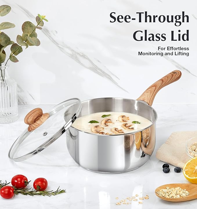 KOCH SYSTEME CS Stainless Steel Saucepan 6PCS, Stainless Steel Pot 1.5QT & 2QT - Image 5
