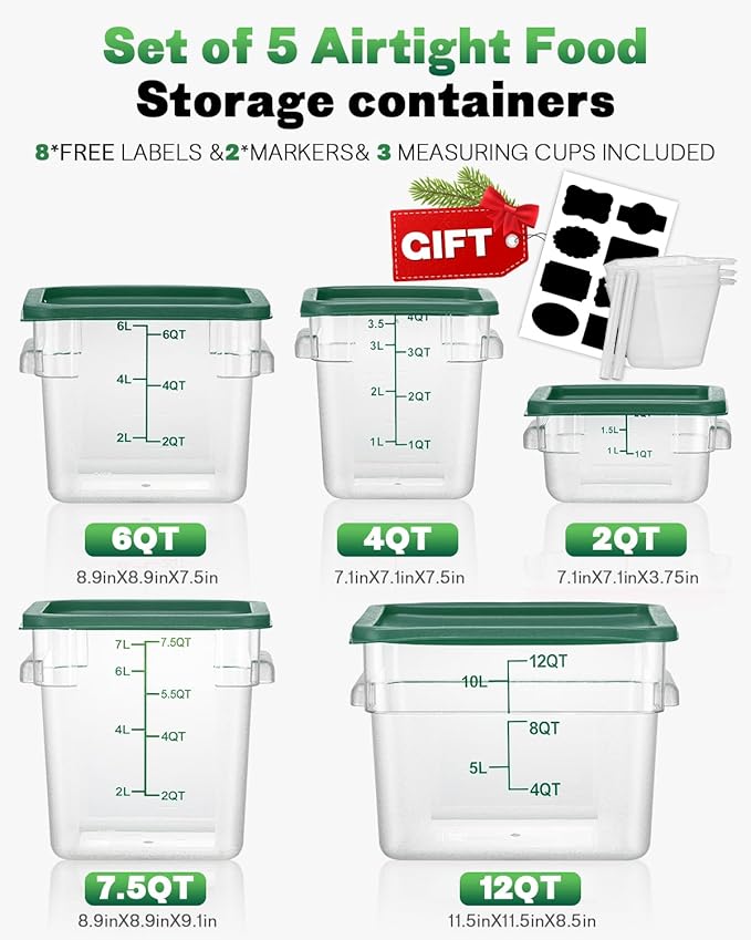 4QT NSF Food Storage Containers: 6 PCS Commercial Clear Food Storage Containers - Image 8