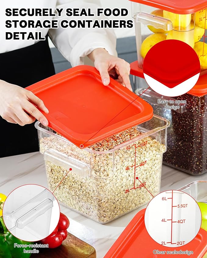 4QT NSF Food Storage Containers: 8 PCS Commercial Clear Food Storage Containers - Image 8