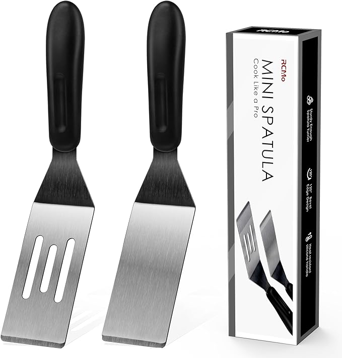 Small Spatula Professional Mini Serving Spatula, 2 Pieces Stainless Steel Metal by RCMo