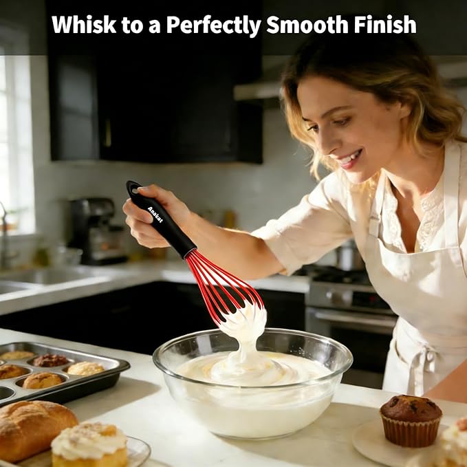 Anaeat Silicone Kitchen Whisk Set of 4, Milk and Egg Beater Blender - Image 2