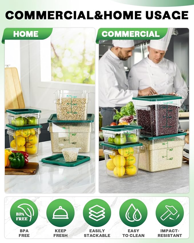 12 Quarts Sous Vide Container: 8 PCS Commercial Food Storage Containers - Image 4