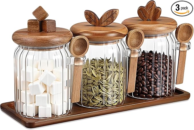 Suclain 3 Pcs Glass Coffee Container by Suclain