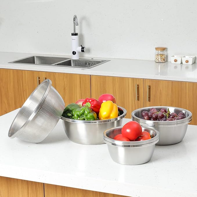 304 Stainless Steel Microporous Colander, 2.5QT Large Capacity - Image 2