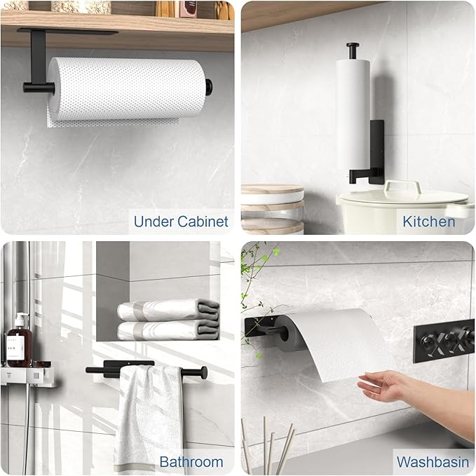 CUXIXA Paper Towel Holder Under Cabinet, Upgraded Self Adhesive Paper Towel - Image 2