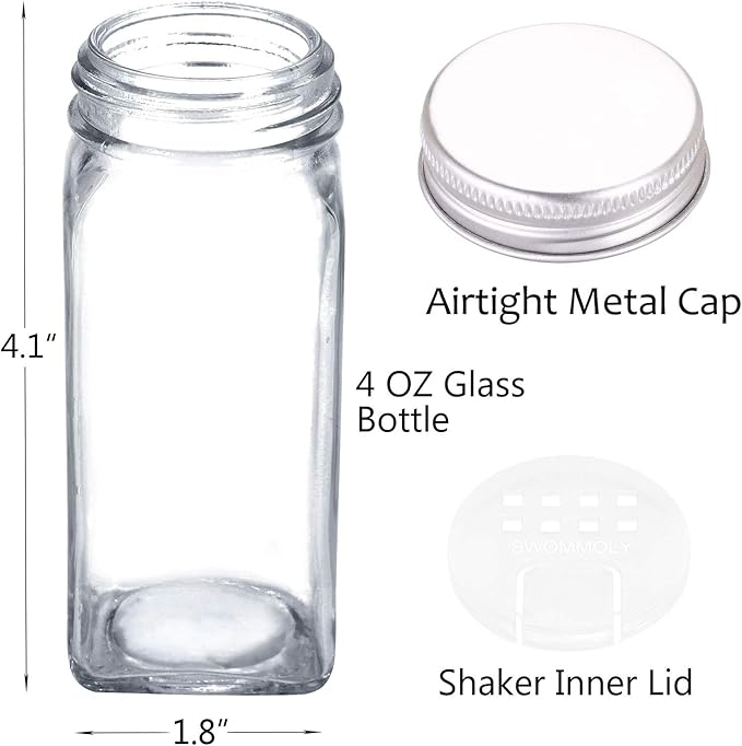 SWOMMOLY 48 Glass Spice Jars - Image 6