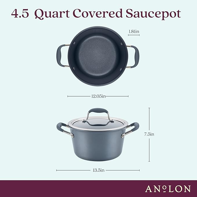 Anolon Advanced Home Hard-Anodized Nonstick Tapered Sauce Pan/Saucepot - Image 2