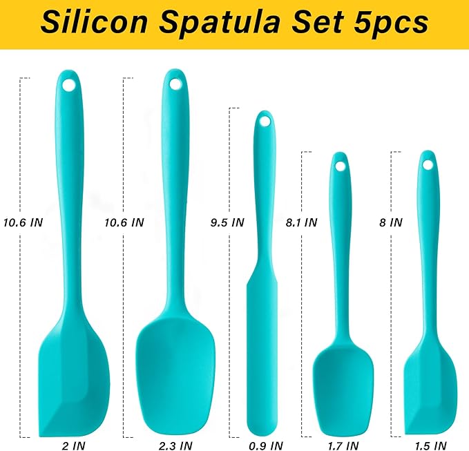 Silicone Spatula Set, 5 Piece Food Grade Rubber Spatulas - Image 2
