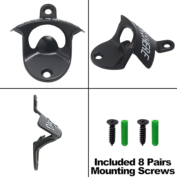8PCS Bottle Opener Wall Mount Rustproof Black Screw in Wall Beer Cap Opener - Image 4