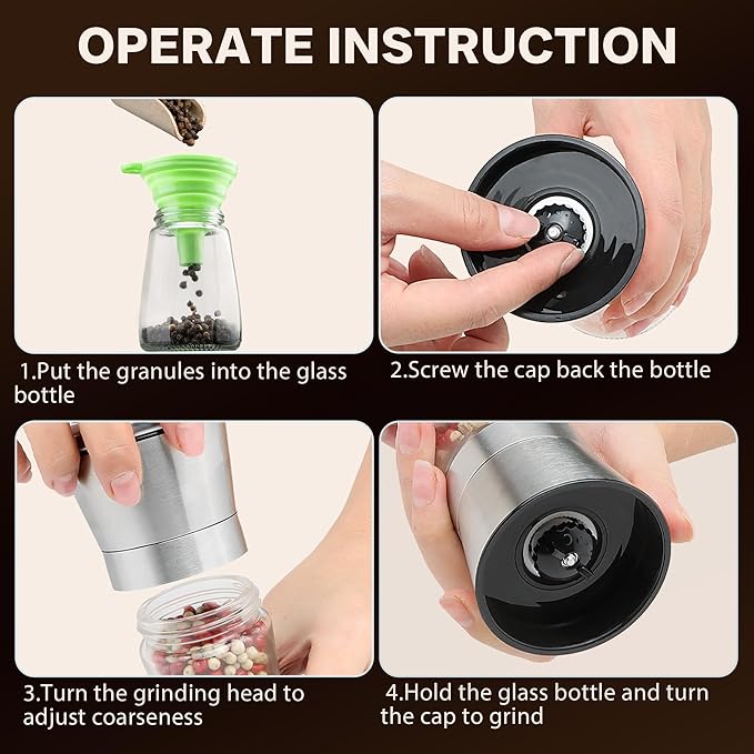 Premium Stainless Steel Salt and Pepper Grinder Set of 4 - Image 3