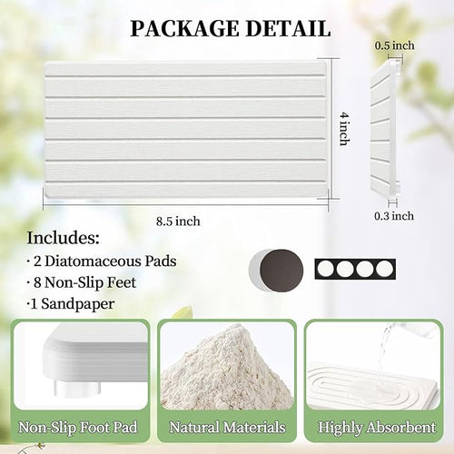 2 PCS Water Absorbing Diatomite Coasters, Stone Drying Mat - Image 2