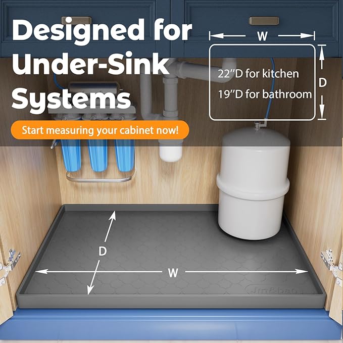 Jin&Bao Waterproof Under Sink Mat 40" x 19", Thick Silicone Mat Cabinet - Image 6