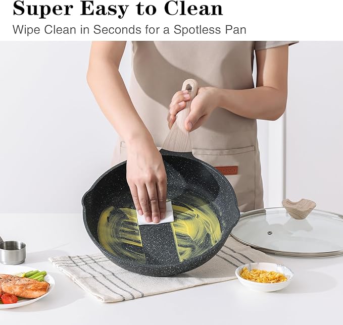 Kordisen Nonstick Frying Pan Skillet, 9.5 Inch Granite Egg Omelet Pan, Healthy - Image 4