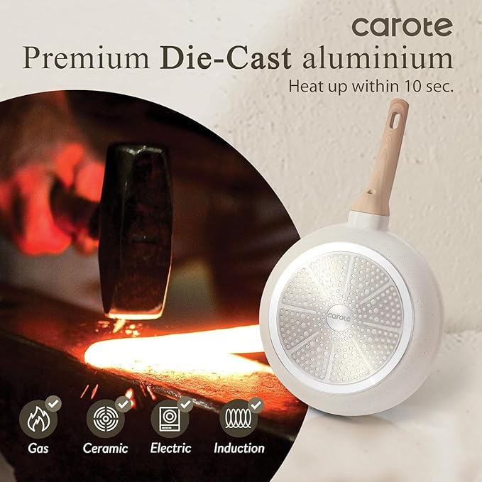 CAROTE Non Stick Frying Pan Skillet Set, Omelet Pan, Healthy Non Toxic Granite - Image 7
