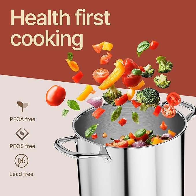 Stainless Steel Stockpot with Tempered Glass Lid 24 Quart, Durable 18/0 - Image 6
