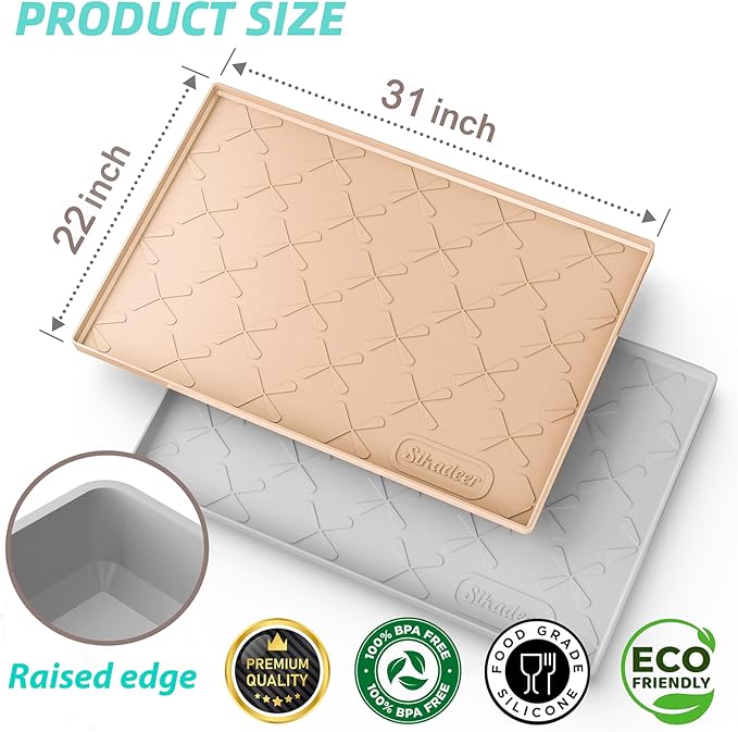 SIKADEER 31" x 22" Under Sink Mat Waterproof, Silicone Mat Kitchen Drawer Shelf - Image 3