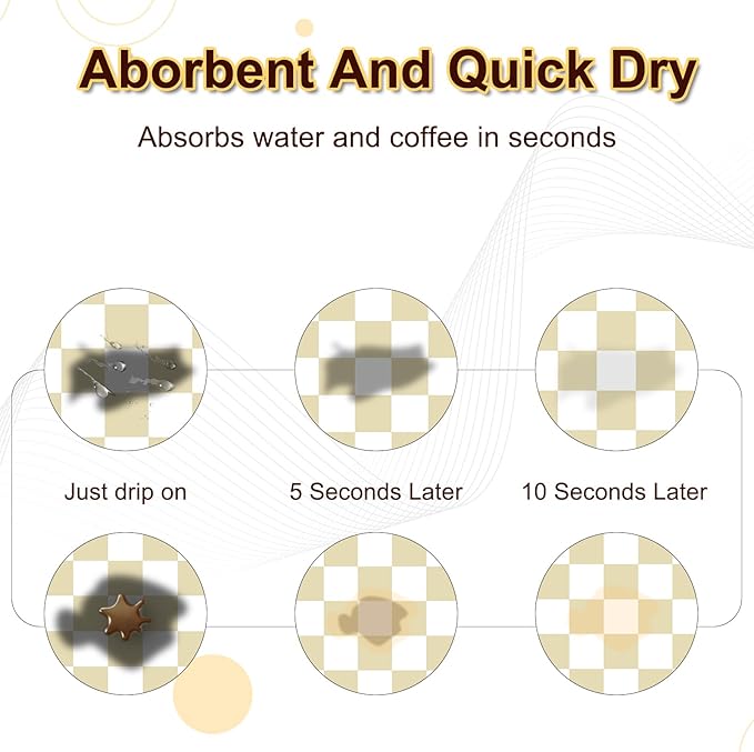 Checkered Dish Drying Mat for Kitchen, Coffee Station Mats - Image 3