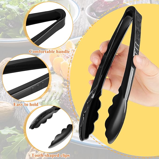 Tessco for you 50 Pcs Plastic Tongs for Serving Bulk, 9 Inch Plastic Disposable - Image 3
