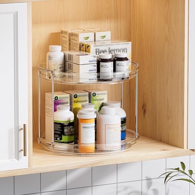 LAMU 3 Pack 2 Tier Lazy Susan Turntable Organizer 9.25'' Rotating Spice Rack - Image 4