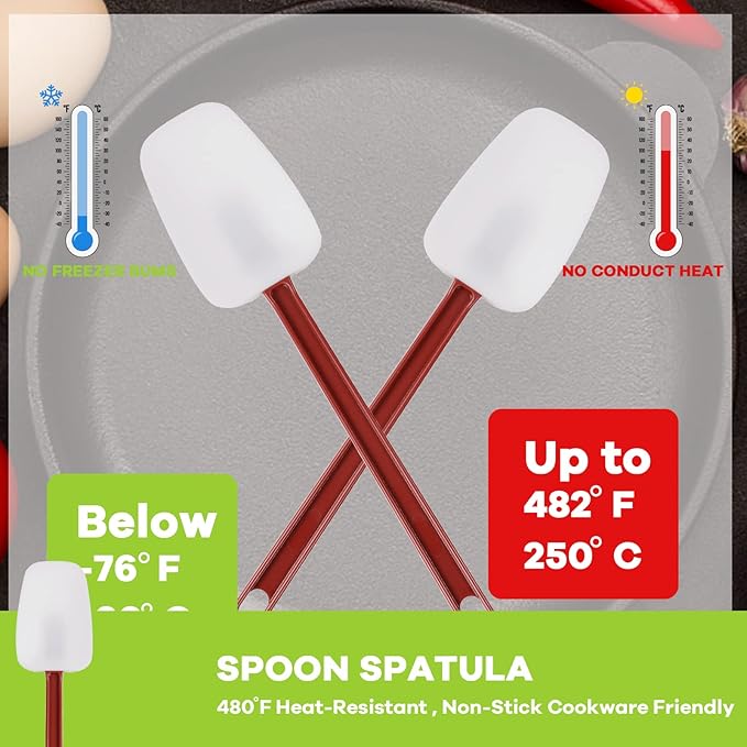 Silicone Rubber Spatula and Spoon Set of 3, High Heat Spatula, Commercial Size - Image 3