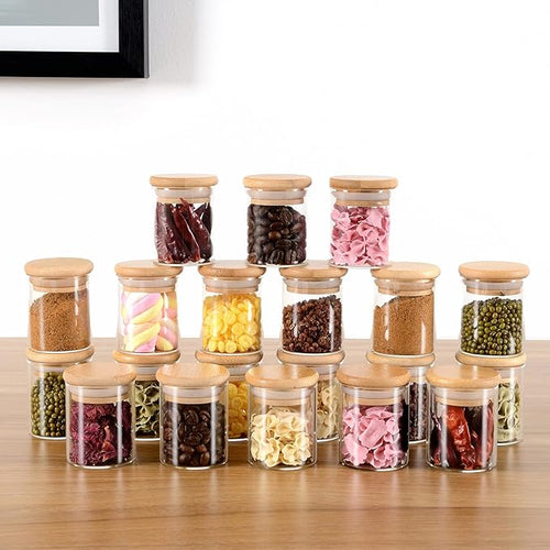 20 Pcs Glass Spice Jars with Airtight Bamboo Lids, Labels and Pen, 2.5oz Mini - Image 2