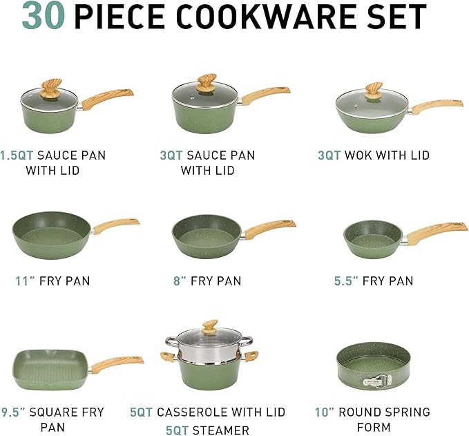 MAISON ARTS Pots and Pans Set Non Stick, 30 Piece Kitchen Cookware & Bakeware - Image 5