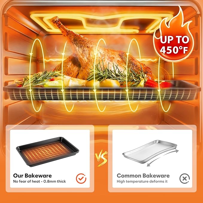 3 Pack Baking Sheet Pan Set, 0.8mm Thick Nonstick Cookie Sheets - Image 6