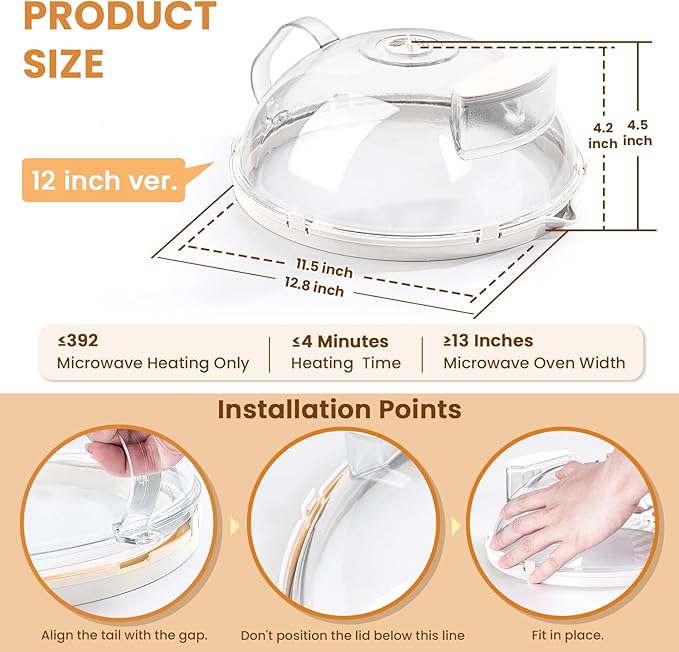 Gracenal Microwave Food Cover, 12 Inch Microwave Splatter Cover - Image 5