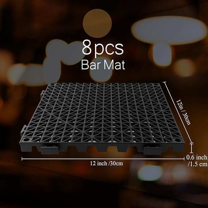Tioncy 8 Pcs Bar Countertop Supplies Interlocking Mats 12 x 12 Inch Rubber - Image 2
