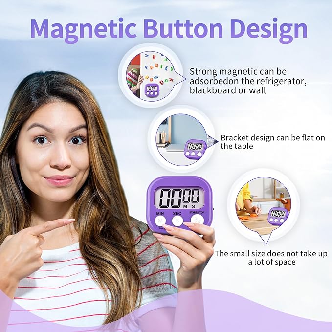 2 Pack Pack Digital Kitchen Timer Magnetic Digital Timer - Image 5