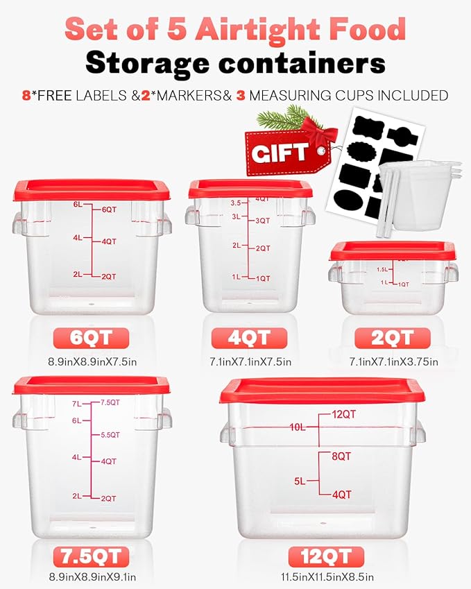 12 Quarts Sous Vide Container: 8 PCS Commercial Food Storage Containers - Image 8
