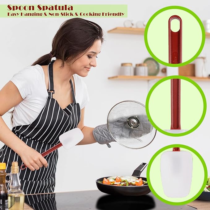Commercial Spoonula Rubber Spatula Set 2, High Heat Spatula Spoon 16 Inches - Image 5