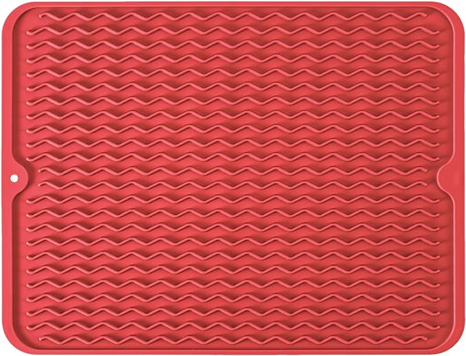 Silicone Dish Drying Mat, Non-Slip Easy Clean Sink Mat Large Heat-resistant by MODENGKONGJIAN