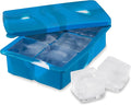 Host Ice Cube Tray with Lid, Makes 6 Large 2" Cubes, Durable Silicone Trays by HOST