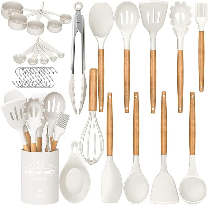Umite Chef Kitchen Cooking Utensils Set, Wooden Handle Silicone Kitchen Gadgets by UmiteChef