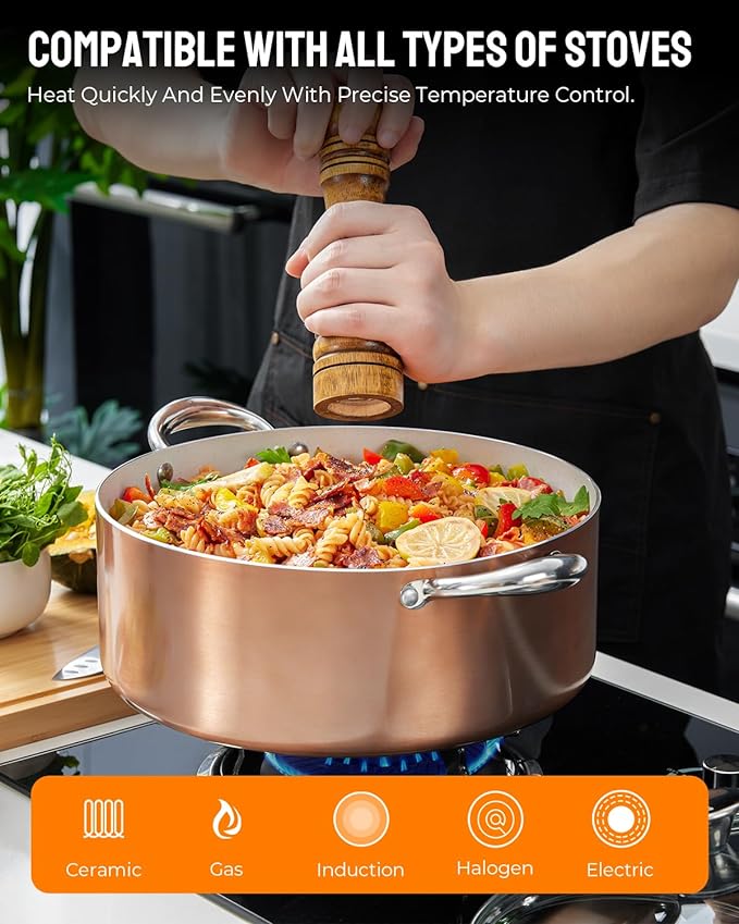BEZIA Large 8 Quart Nonstick Cooking Pot - Image 4