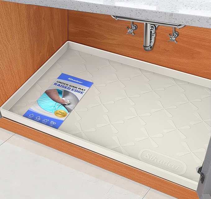 SIKADEER 19" x 19" Under Sink Mat Waterproof, Silicone Mat Kitchen Drawer Shelf by SIKADEER